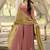 womens plain silk flared gown with scalloped embroidery dupatta