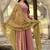womens plain silk flared gown with scalloped embroidery dupatta