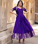 Violet traditional silk weaving fit and flare gown for women