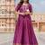 Pink zari weaving ethnic fit and flare weaving gown for women