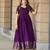 Purple traditional silk weaving fit and flare gown for women
