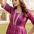 Pink zari weaving ethnic fit and flare weaving gown for women