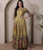 Women ethnic printed anarkali maxi dress with kalamkari motifs