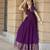 Purple traditional silk weaving fit and flare gown for women