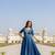 Blue  zari weaving ethnic fit and flare weaving gown for women