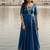 Blue  zari weaving ethnic fit and flare weaving gown for women
