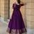 Purple traditional silk weaving fit and flare gown for women