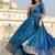 Blue  zari weaving ethnic fit and flare weaving gown for women