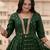 designer soft silk green v-neck paithani weaving ethnic womens dress