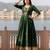 designer soft silk green v-neck paithani weaving ethnic womens dress
