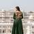 designer soft silk green v-neck paithani weaving ethnic womens dress