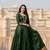 designer soft silk green v-neck paithani weaving ethnic womens dress