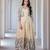 Elegant floral embroidered beige anarkali dress with jacket for women