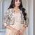 Elegant floral embroidered beige anarkali dress with jacket for women