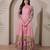 Women pink floral printed anarkali maxi dress with kalamkari design