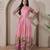 Women pink floral printed anarkali maxi dress with kalamkari design