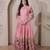 Women pink floral printed anarkali maxi dress with kalamkari design