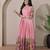 Women pink floral printed anarkali maxi dress with kalamkari design
