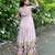 Women lavender printed anarkali maxi dress with traditional kalamkari motifs