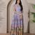 Lavender kalamkari print flared gown with sequin work for women