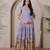 Lavender kalamkari print flared gown with sequin work for women
