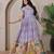 Lavender kalamkari print flared gown with sequin work for women