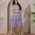 Lavender kalamkari print flared gown with sequin work for women
