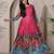 Pink kalamkari print flared maxi gown with full sleeves for women