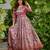 Womens floral printed maxi ethnic gown with round neck