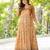 Womens ethnic cream angrakha style printed maxi gown