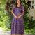 Womens violet angrakha style printed maxi gown