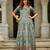 Women floral printed fit & flare ethnic gown with v-neck