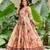 Womens peach floral printed fit & flare ethnic gown