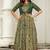 Ethnic green floral printed gown with attached jacket