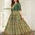 Ethnic green floral printed gown with attached jacket