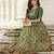 Ethnic green floral printed gown with attached jacket