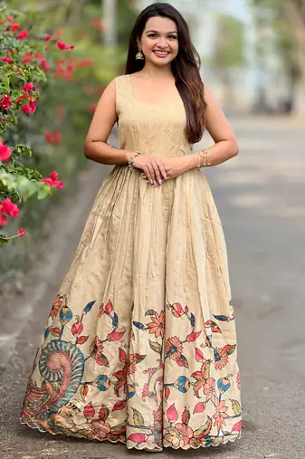 Women embellished ethnic gown with layered jacket