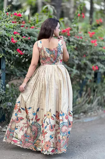 Women embellished ethnic gown with layered jacket