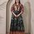 Womens black woven flared maxi gown with brocade jacket
