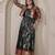 Womens black woven flared maxi gown with brocade jacket