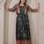 Womens black woven flared maxi gown with brocade jacket
