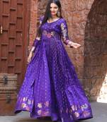 Violet ethnic fit and flare weaving gown for women