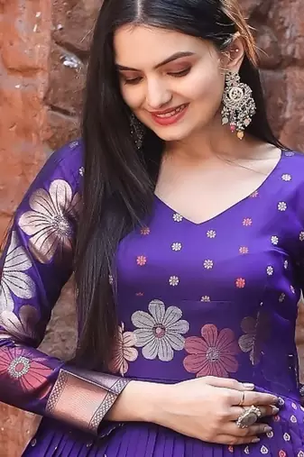 Violet ethnic fit and flare weaving gown for women