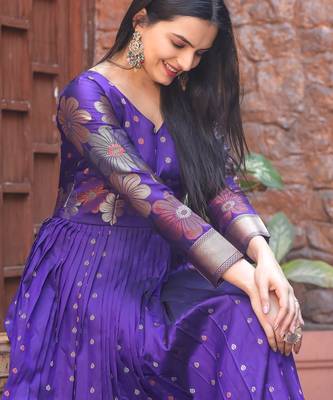 Violet ethnic fit and flare weaving gown for women 5