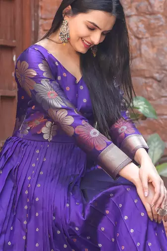 Violet ethnic fit and flare weaving gown for women
