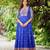 Blue zari weaving ethnic fit and flare weaving gown for women