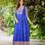 Blue zari weaving ethnic fit and flare weaving gown for women