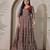 silk blend kalamkari fit & flared gown with v-neck long length ethnic gown