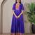 Blue zari weaving ethnic fit and flare weaving gown for women