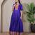 Blue zari weaving ethnic fit and flare weaving gown for women